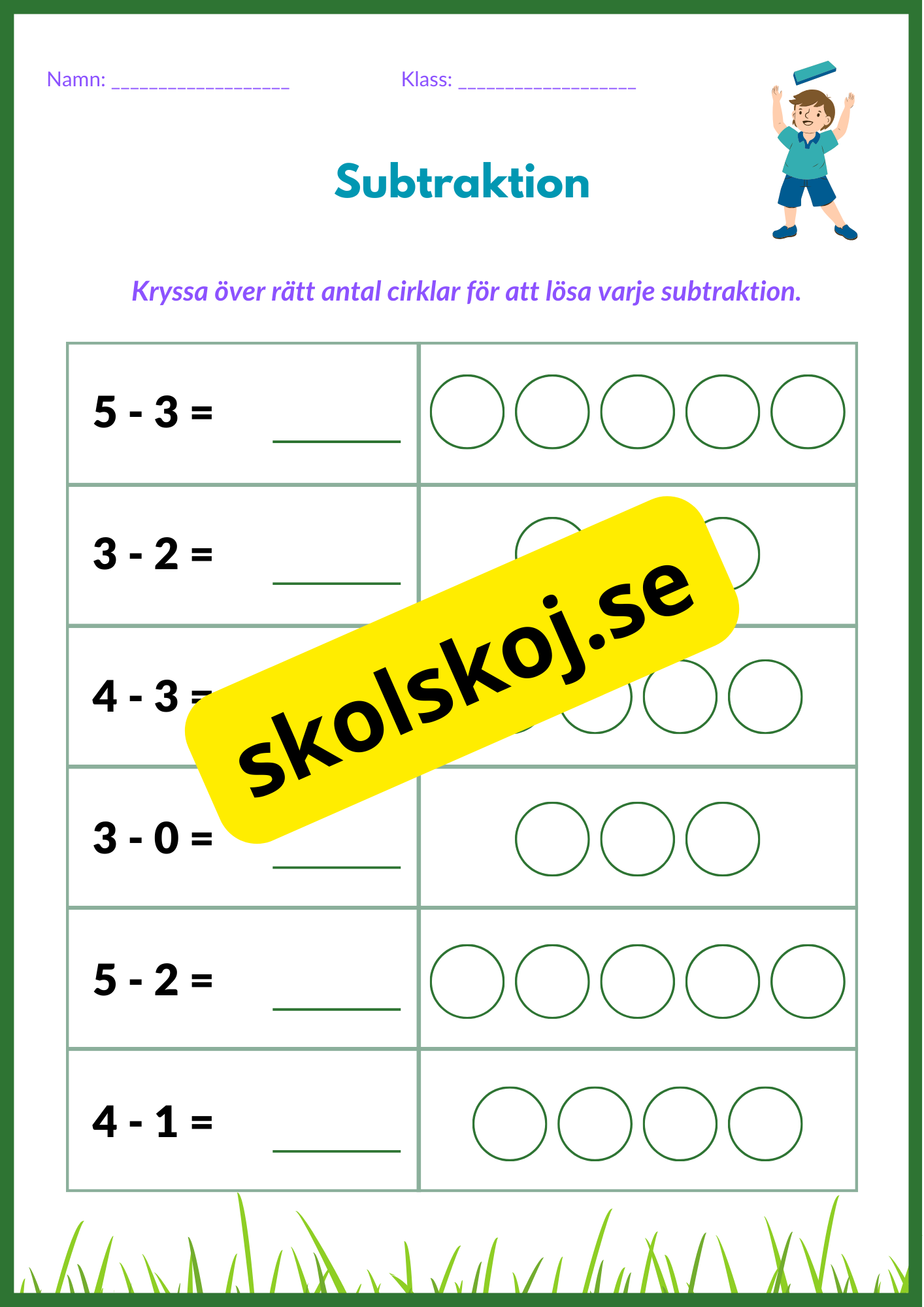 Enkel subtraktion - 0 - 5