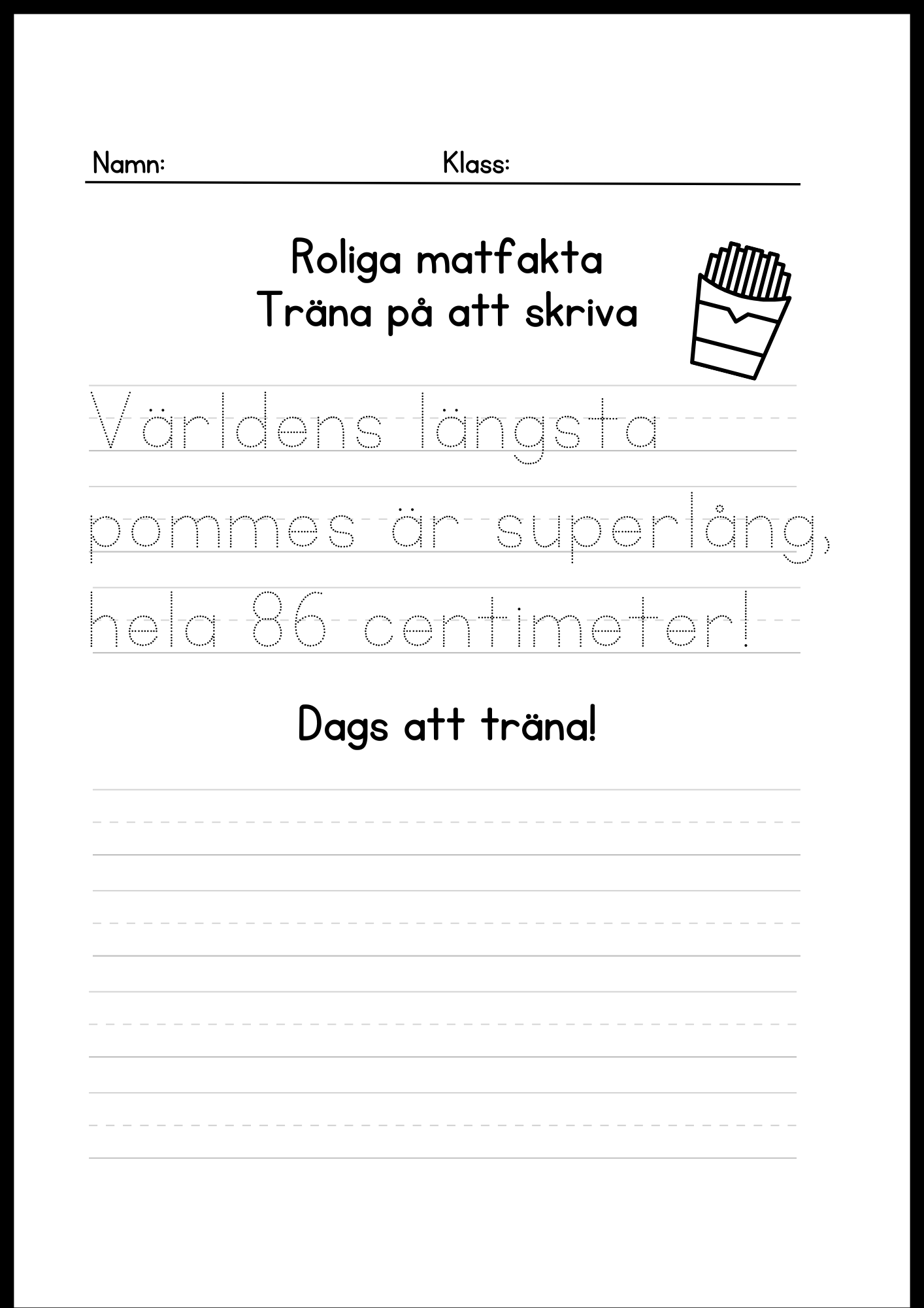 Roliga matfakta - Träna på att skriva