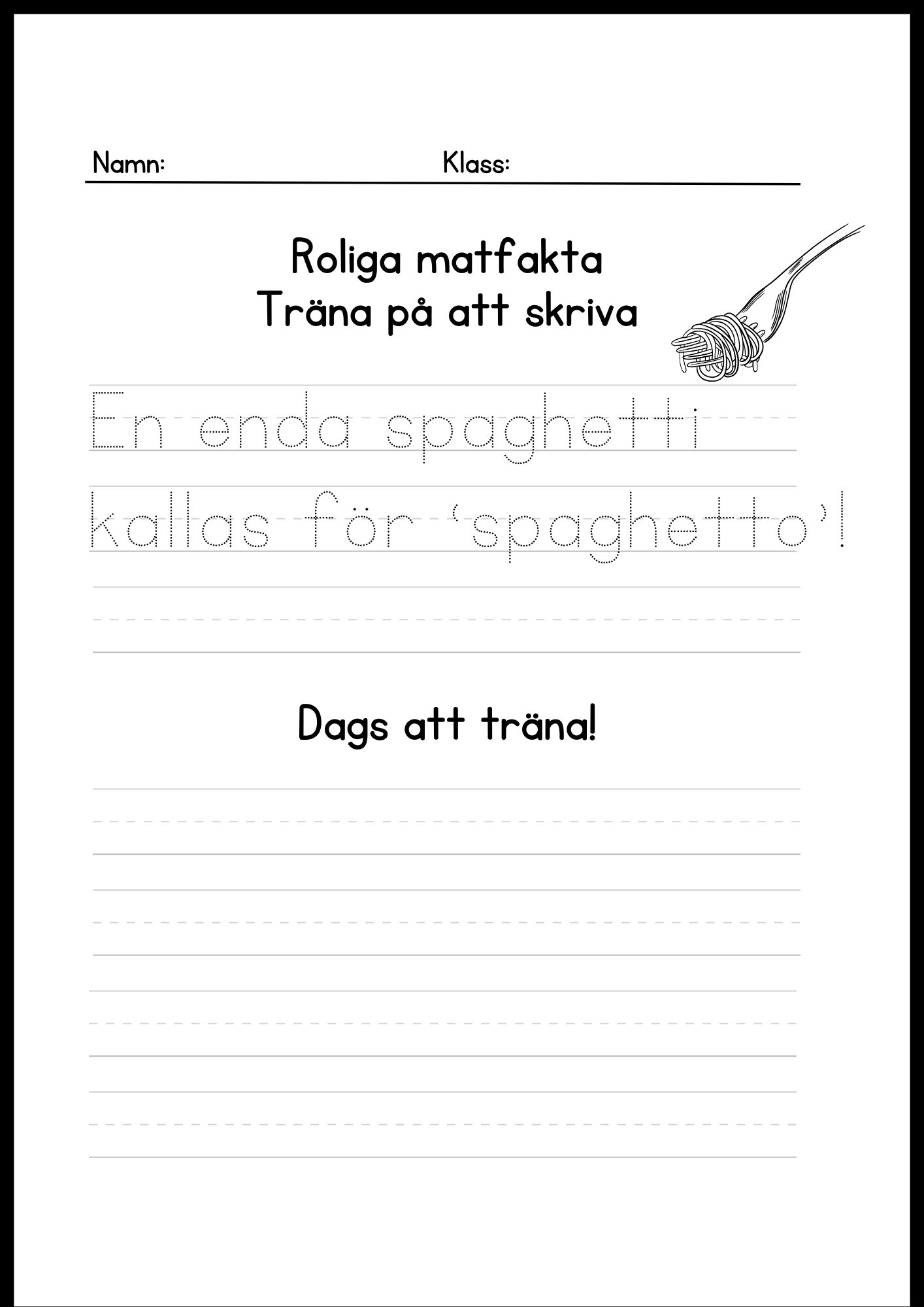Roliga matfakta - Träna på att skriva