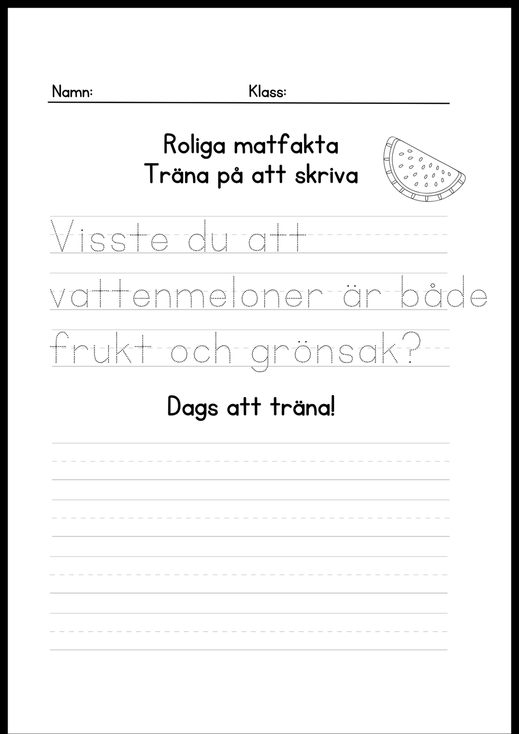 Roliga matfakta - Träna på att skriva