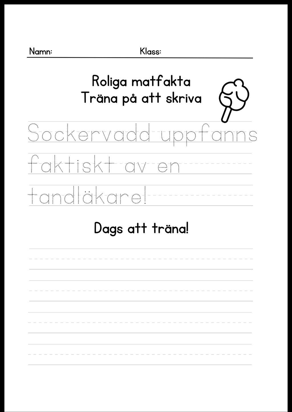 Roliga matfakta - Träna på att skriva