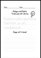 Roliga matfakta - Träna på att skriva