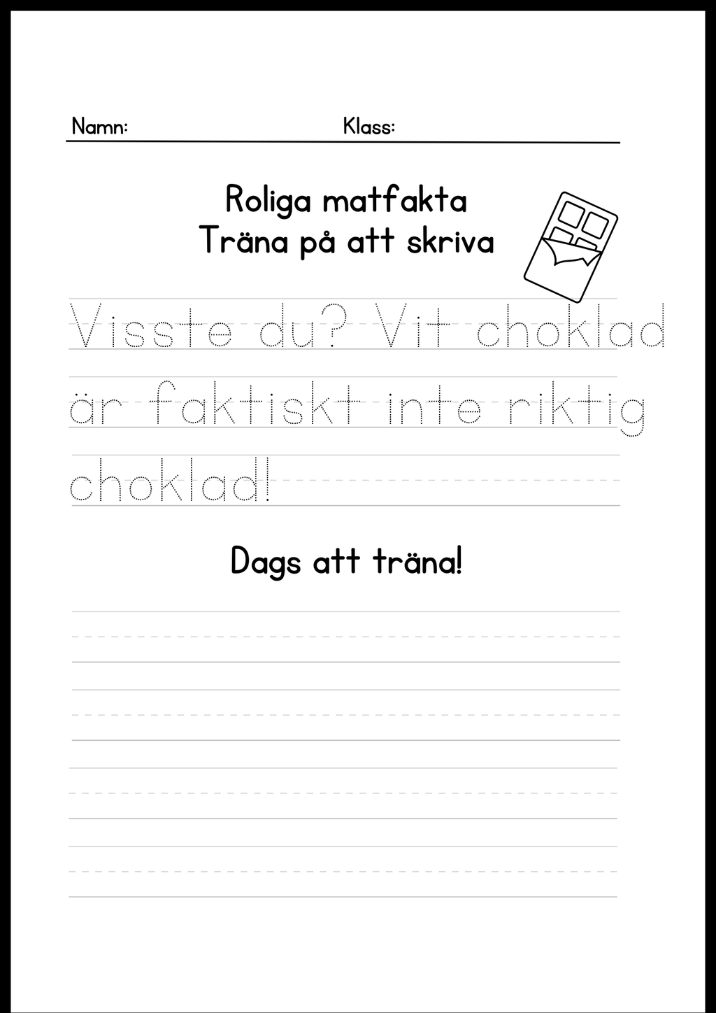 Roliga matfakta - Träna på att skriva