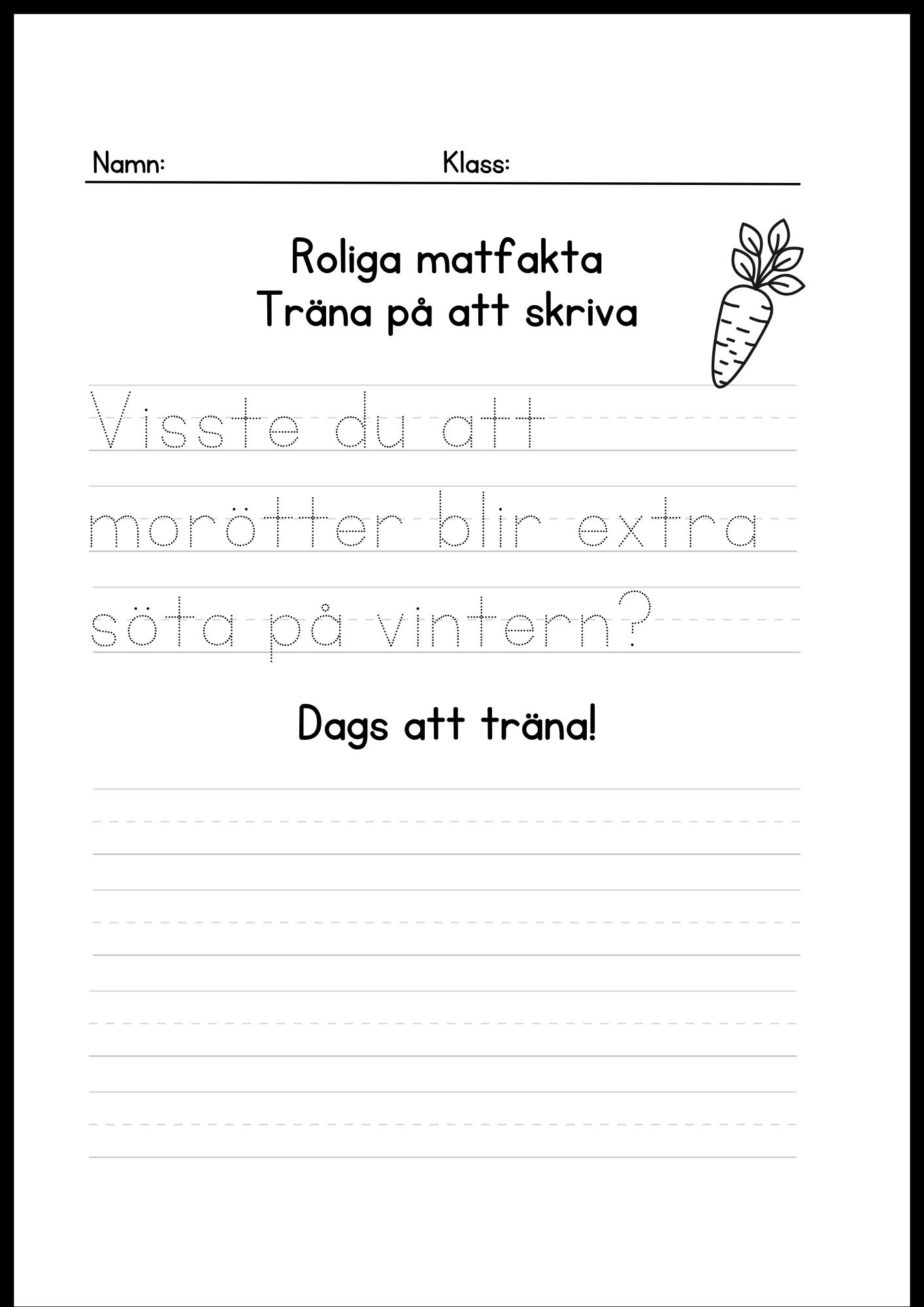 Roliga matfakta - Träna på att skriva