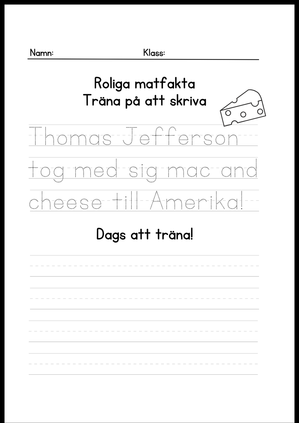 Roliga matfakta - Träna på att skriva