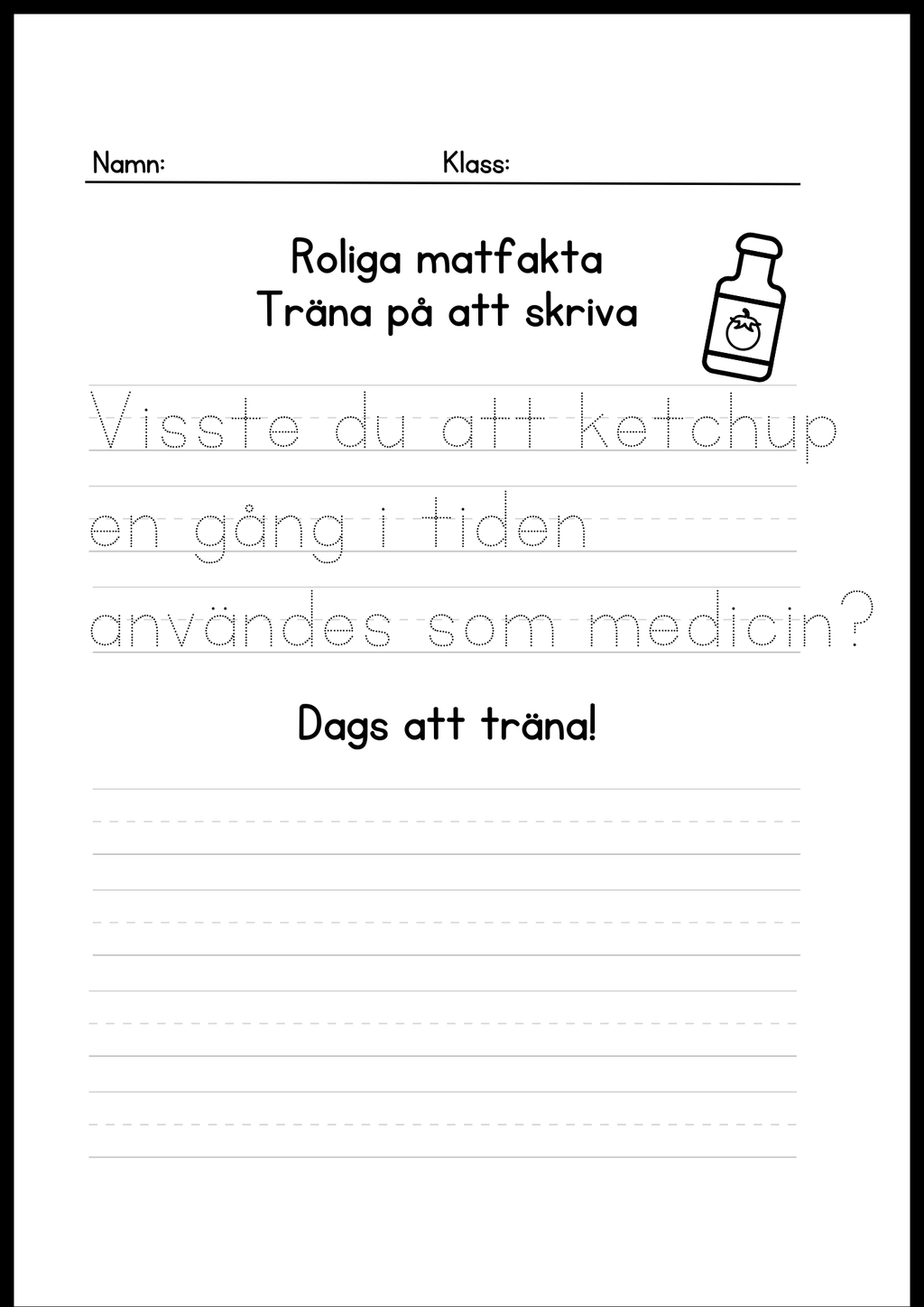 Roliga matfakta - Träna på att skriva