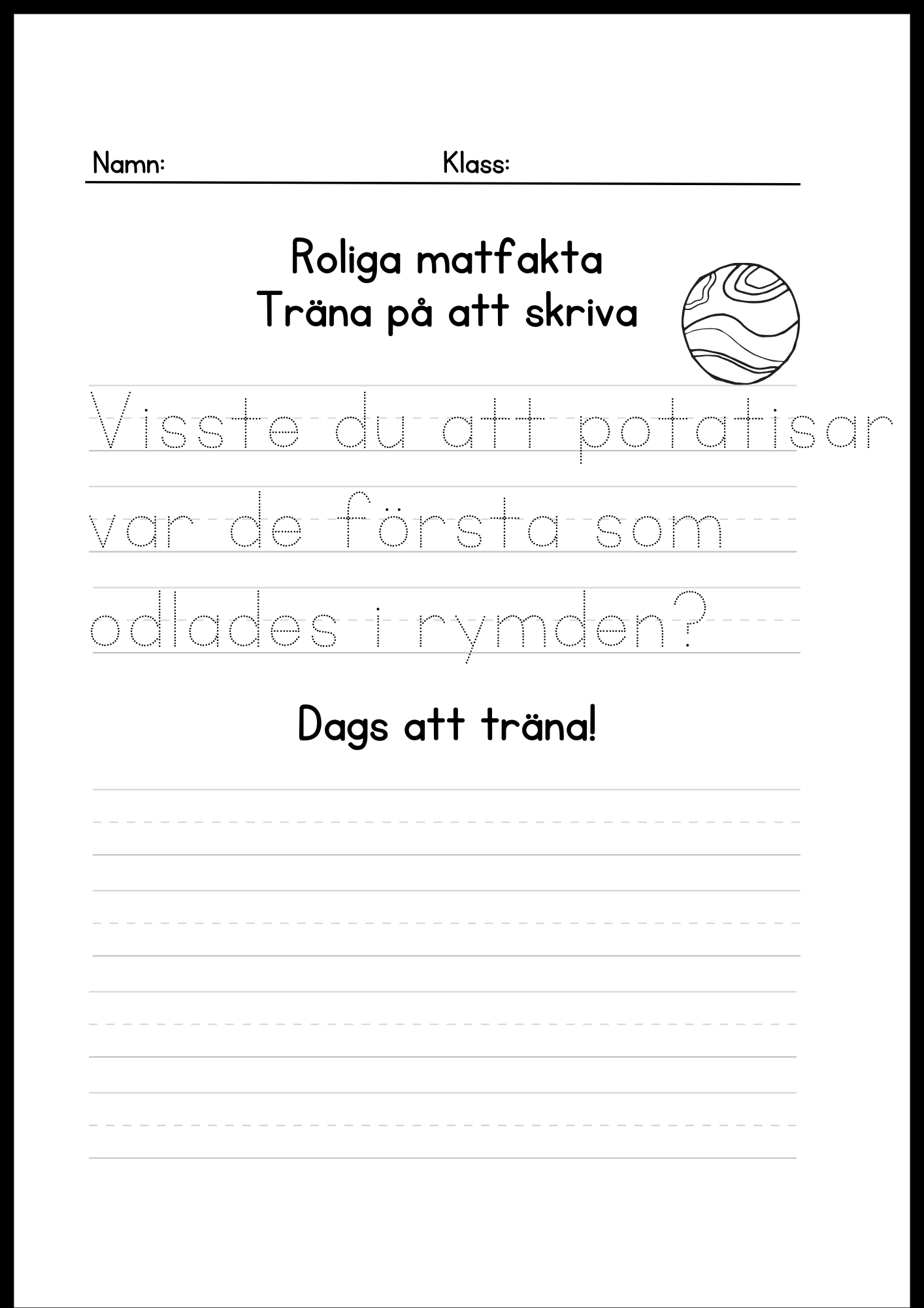 Roliga matfakta - Träna på att skriva