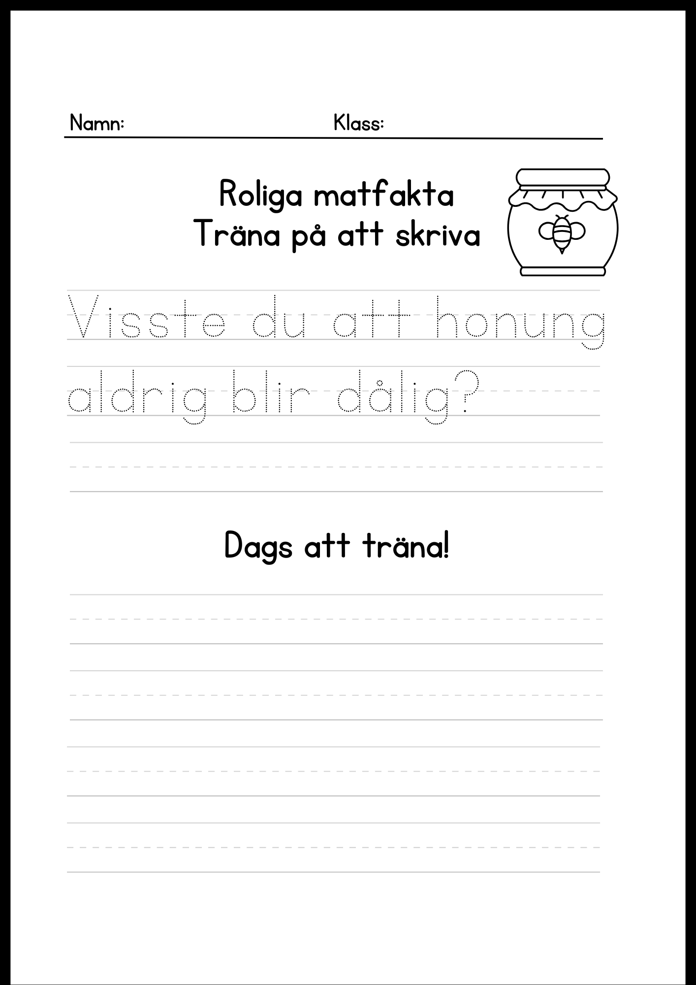 Roliga matfakta - Träna på att skriva