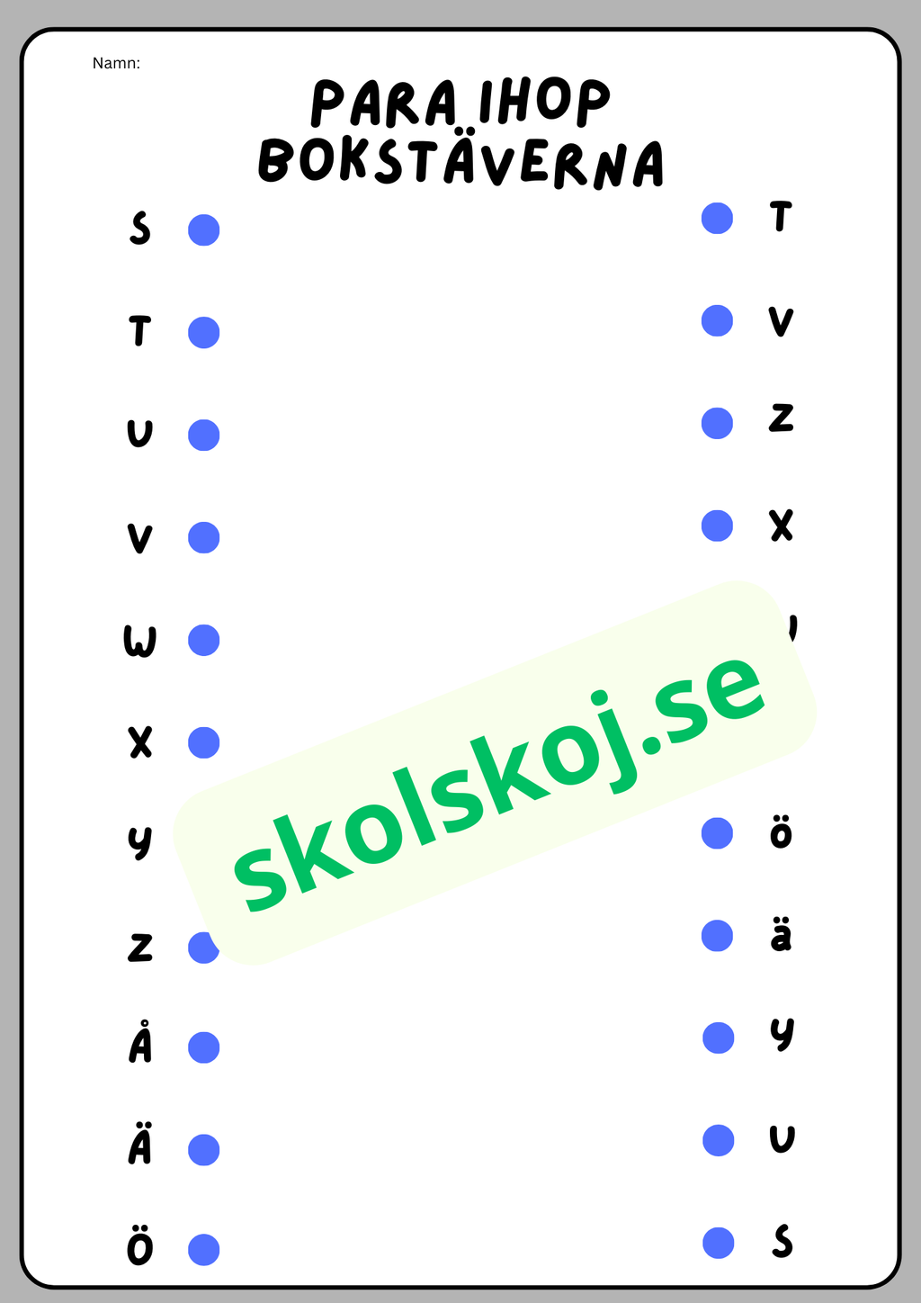 Para ihop bokstäverna - Häfte