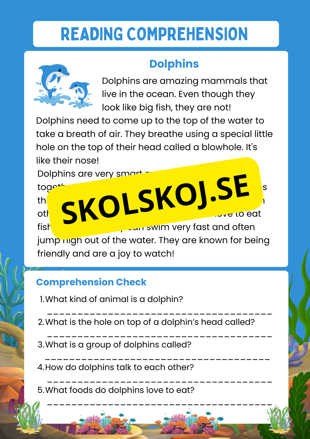Reading comprehension - Årskurs 5 - 6 - Engelska