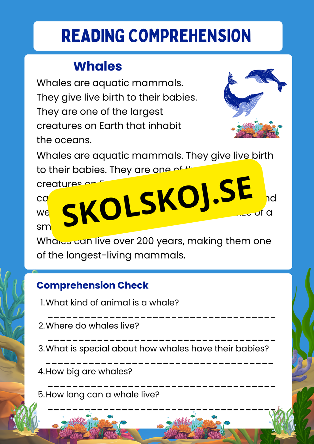Reading comprehension - Årskurs 5 - 6 - Engelska