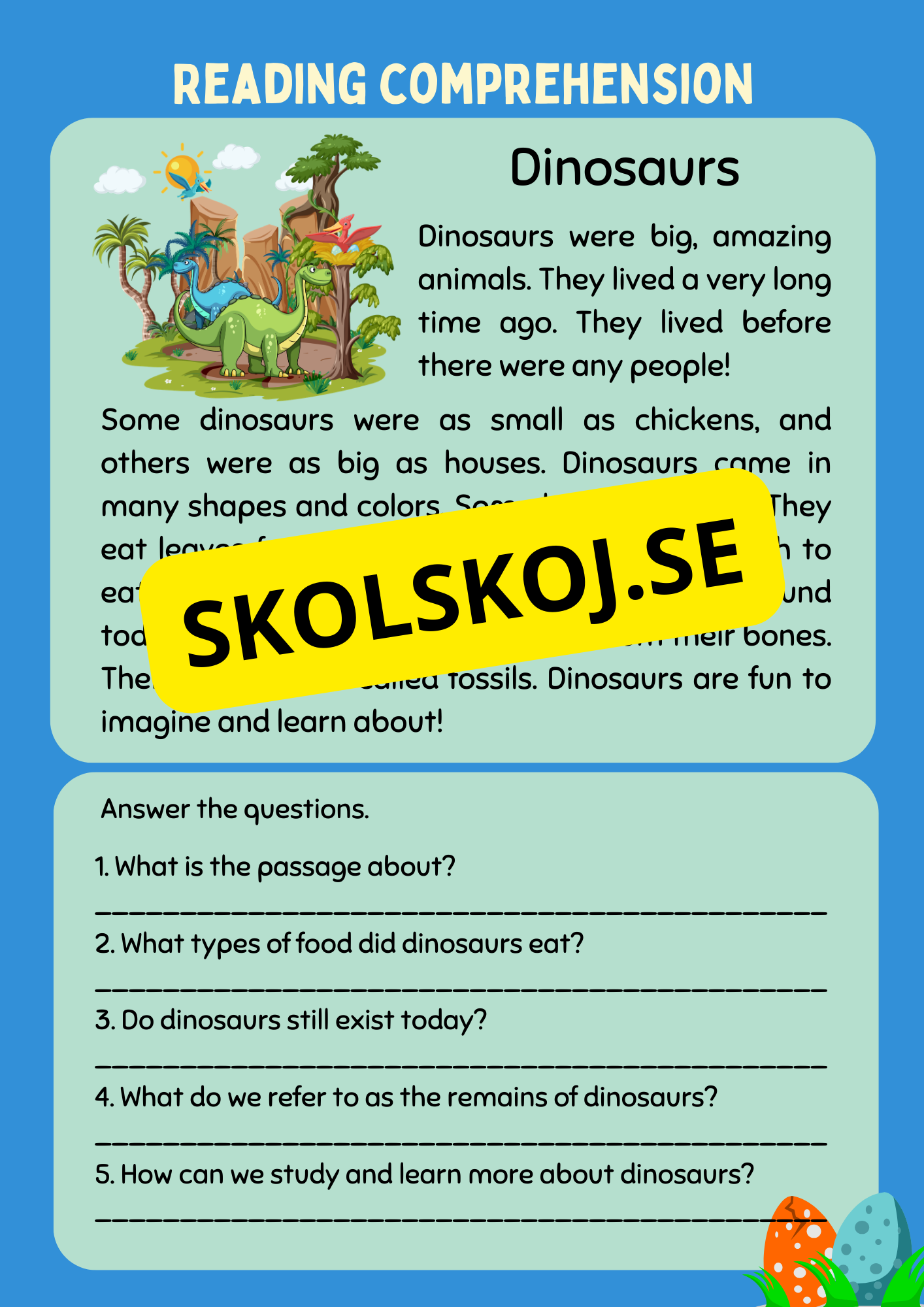 Reading comprehension - Årskurs 5 - 6 - Engelska