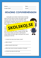 Reading comprehension - Årskurs 5 - 6 - Engelska