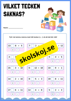Vilket tecken saknas - Addition och subtraktion
