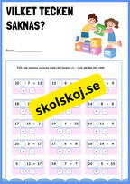 Vilket tecken saknas - Addition och subtraktion