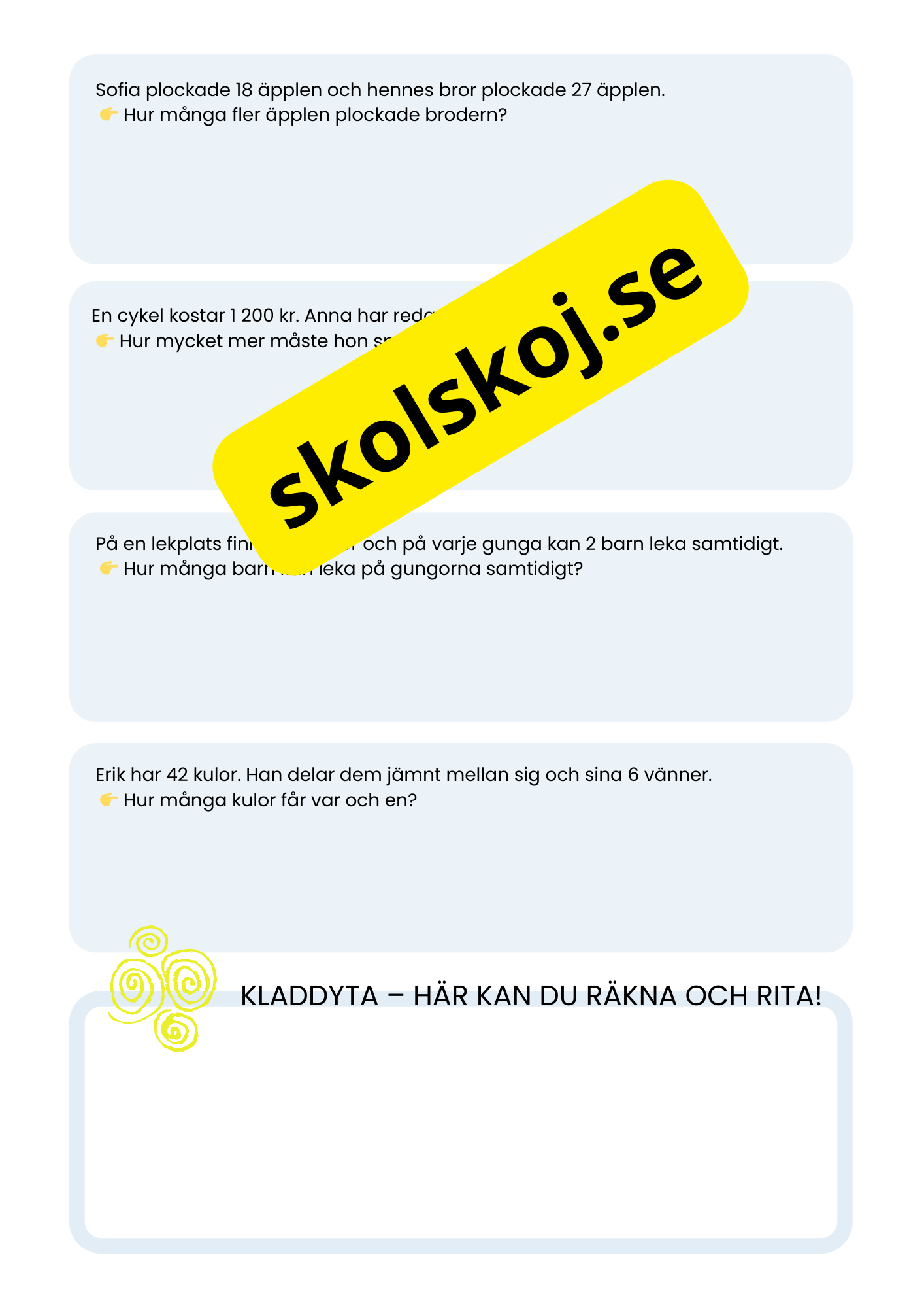 Addition och subtraktion - Problemlösning - Åk 3 - 4