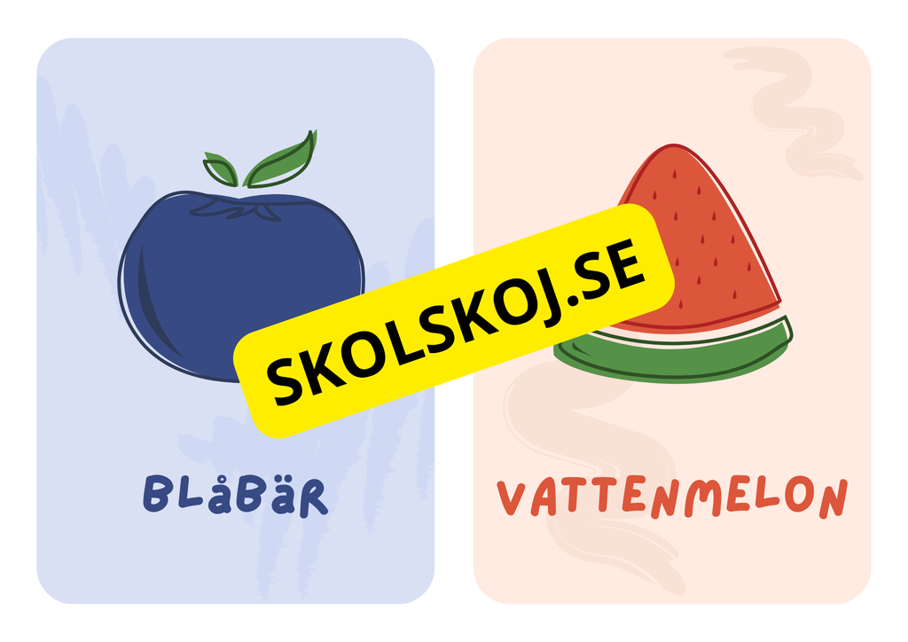 Frukter - Flashkort - A4